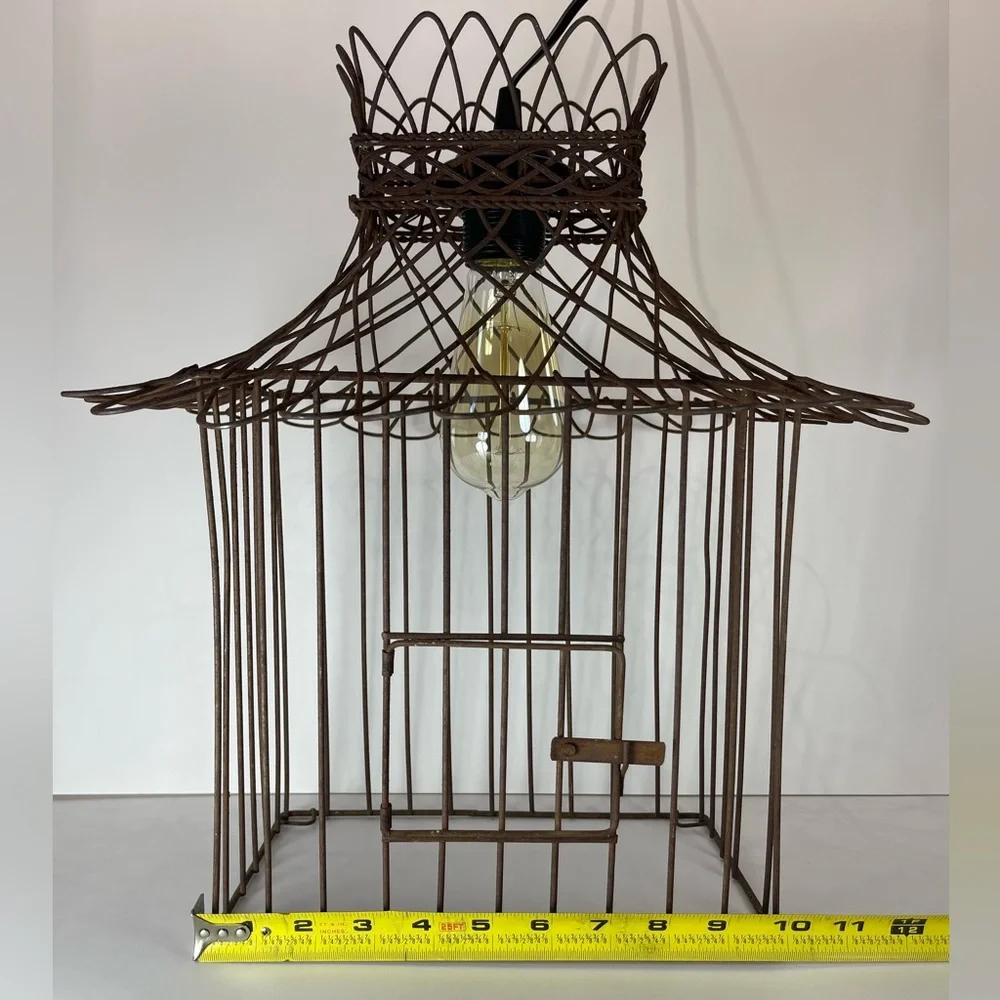 Vintage rustic birdcage pendant light